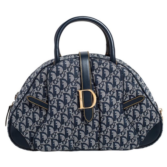 Authentic Dior Diorissimo Canvas and Leather Double Saddle Bowler bag - Picture 9 of 9